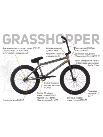 Велосипед Tech Team BMX Grasshopper 20х20.8 2025 черный фото 4