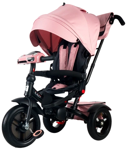 Велосипед коляска Luxury трехколесный с ручкой розовый / pink фото 1