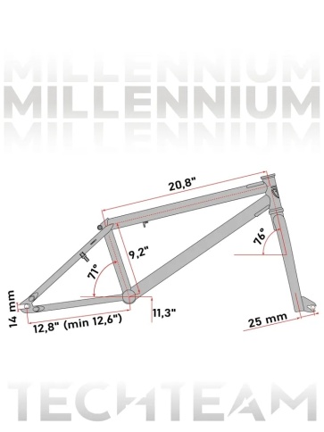 Велосипед TechTeam BMX Millennium 2025 20х20.8" серый фото 3